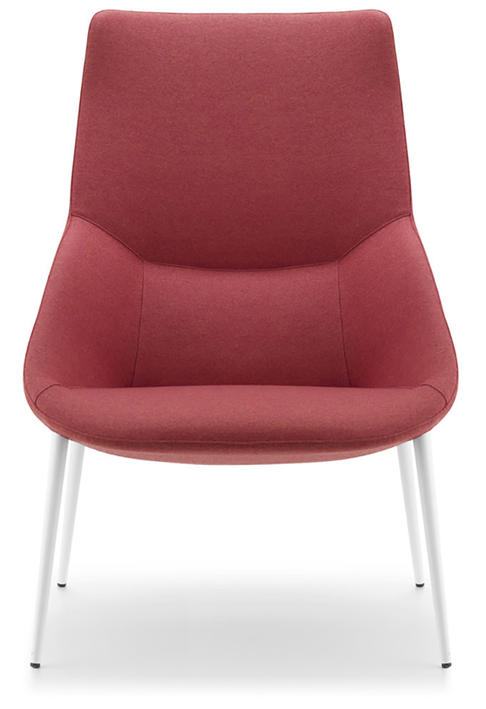 Fauteuil Tomo dossier bas rouge, pieds m&eacute;tal chrom&eacute;