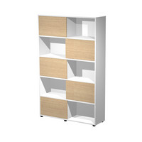 Biblioth&egrave;que Tourrat haute &agrave; portes coulissantes bois et blanc