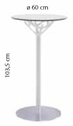 Sch&eacute;ma de la table haute Triolet ronde, cotes : &Oslash;60 cm et hauteur 103,5 cm