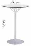 Sch&eacute;ma de la table haute Triolet ronde, cotes : &Oslash;80 cm et hauteur 104 cm