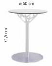 Sch&eacute;ma de la table moyenne Triolet ronde, cotes : &Oslash;60 cm et hauteur 71,5 cm