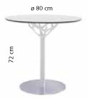 Sch&eacute;ma de la table moyenne Triolet ronde, cotes : &Oslash;80 cm et hauteur 72 cm