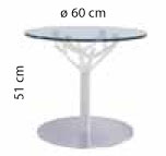 Sch&eacute;ma de la table basse Triolet Glass &agrave; plateau verre, &Oslash;60 cm et hauteur 51 cm
