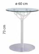 Sch&eacute;ma de la table moyenne Triolet Glass &agrave; plateau verre, &Oslash;60 cm et hauteur 73 cm